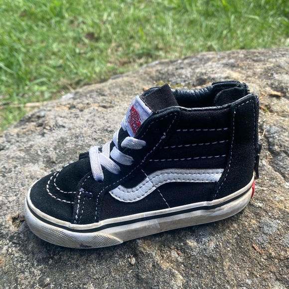VANS OFF THE WALL OLD SKOOL YOUTH TODDLER INFANT 5 BLACK/WHITE HI TOP SNEAKERS - Picture 1 of 7